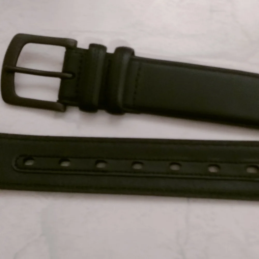Unisex Black Leather Belt Sz 48 Classic Work Wear Business